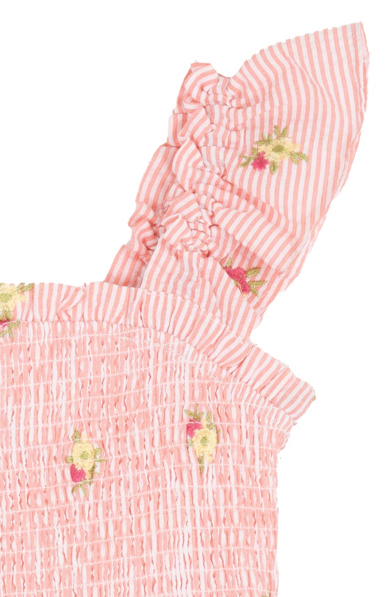 Rare Editions Kids' Embroidered Seersucker Smocked Dress, Alternate, color, Pink