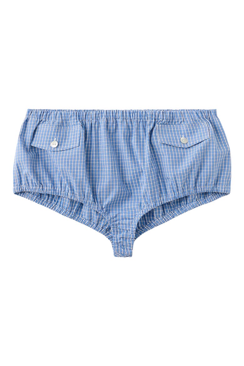 Starring Hailey Bieber Gigi Check Print Shorts, Main, color, BLUE