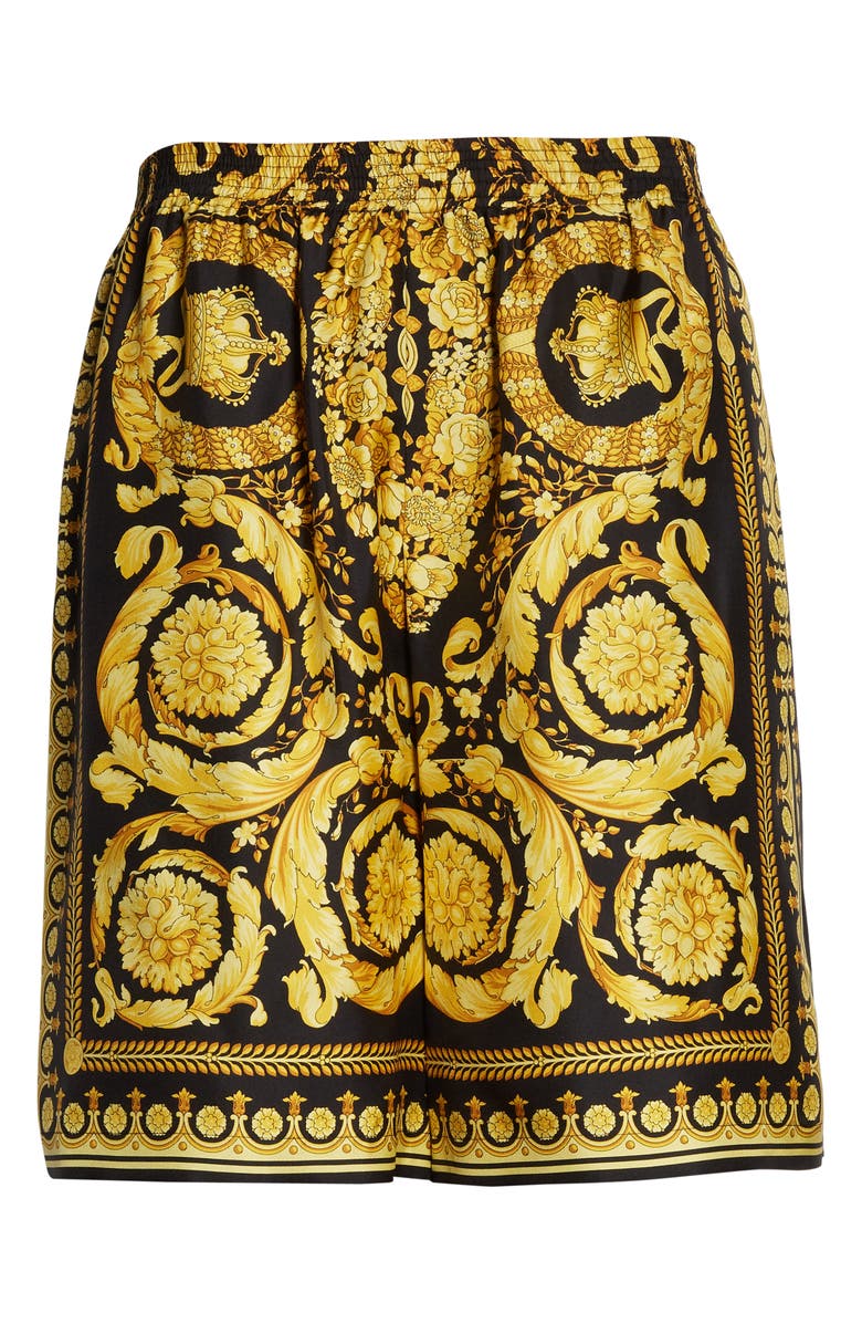 Versace Barocco Print Silk Shorts, Alternate, color, 