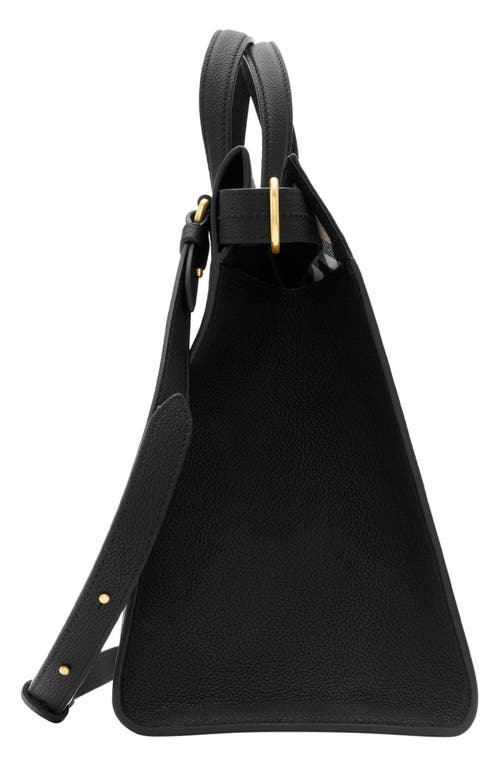 Burberry Mini Cotswold Grained Leather Top Handle Bag In Black