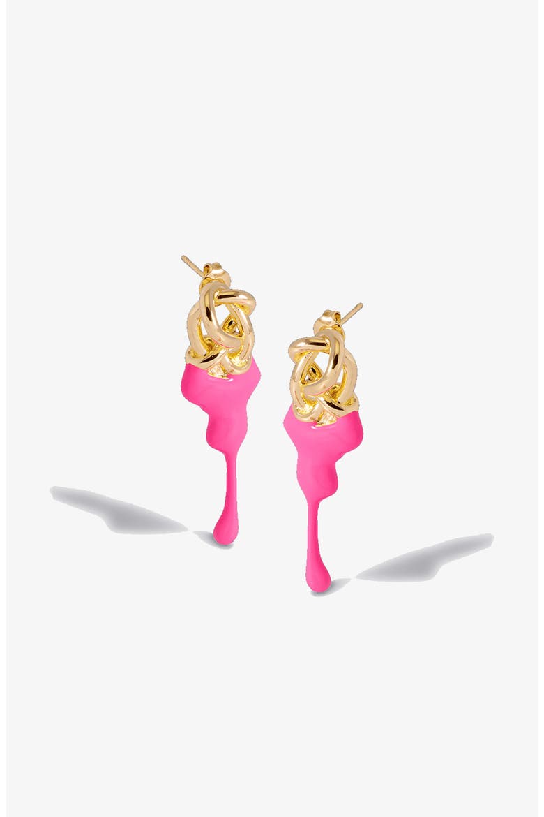 Kalno Maxi  Stud Earrings in Gold and Pink, Alternate, color, Gold / Pink Enamel
