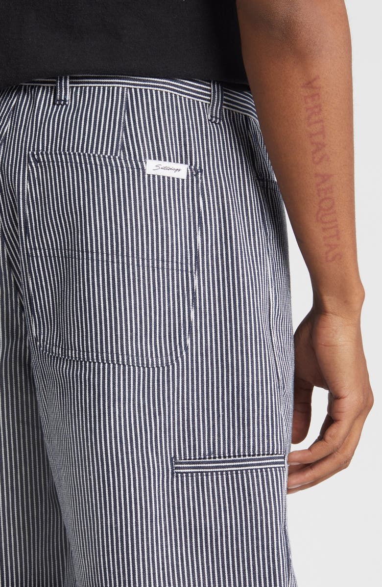 Saturdays NYC Flat Front Stripe Twill Shorts, Alternate, color,