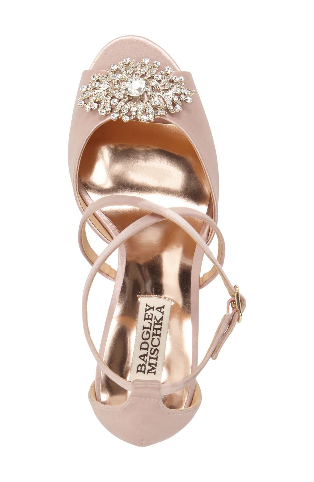 Badgley Mischka 'Abigail' Peep Toe Wedge, Alternate, color, BLUSH SATIN
