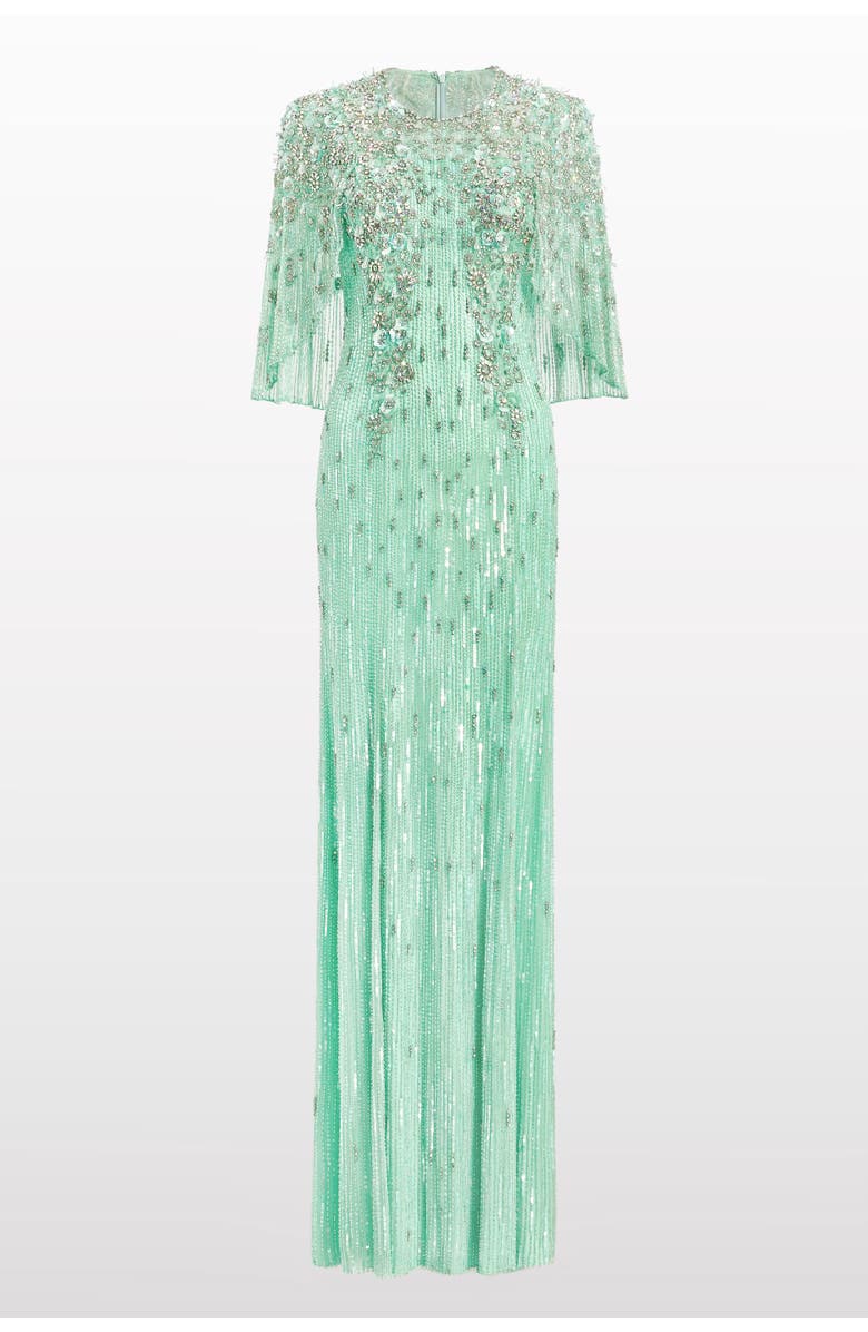 Jenny Packham Astra Sequin-Embellishment Maxi Dress, Main, color, Mint