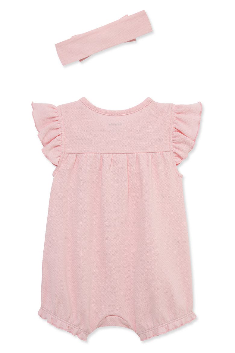 Ruffled Romper with Embroidered Details & Matching Headband Set, Alternate, color, PINK