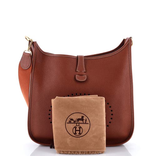 Pre-owned Hermes Hermes Evelyne Bag Gen I Clemence Gm In Brown