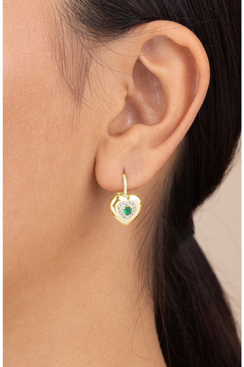 Monika Emerald Heart Drop Earrings, Alternate, color, GOLD