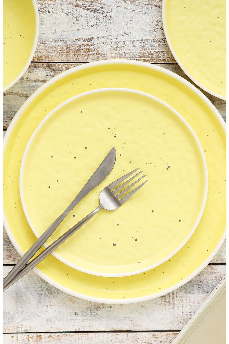 Elena Stoneware 4-Piece Dinner Plate Set, Alternate, color, Yellow
