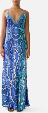 Camilla V Neck Full Length Bias Slip Dress