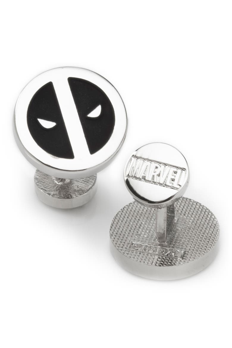 Deadpool Silk Tie, Cuff Links & Tie Bar Set, Alternate, color, BLACK