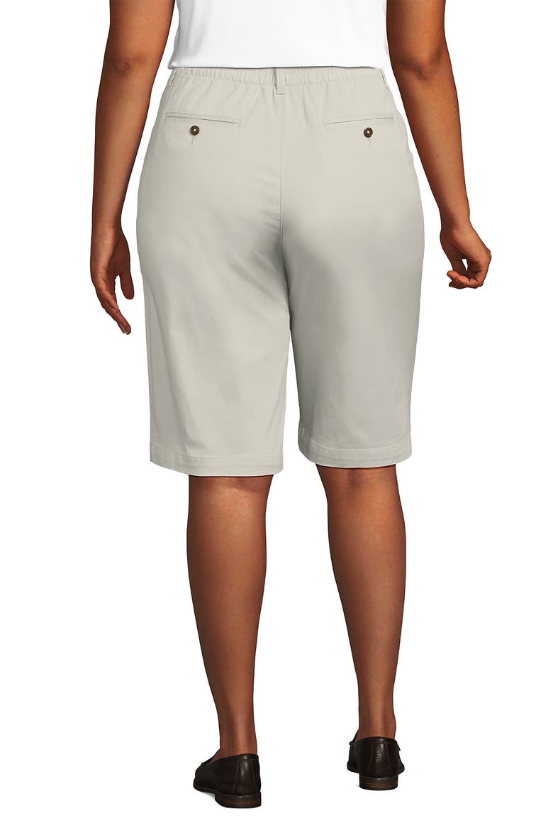 Plus Size Elastic Back Classic 12" Chino Oxford Stripe Shorts, Alternate, color, Light Stone