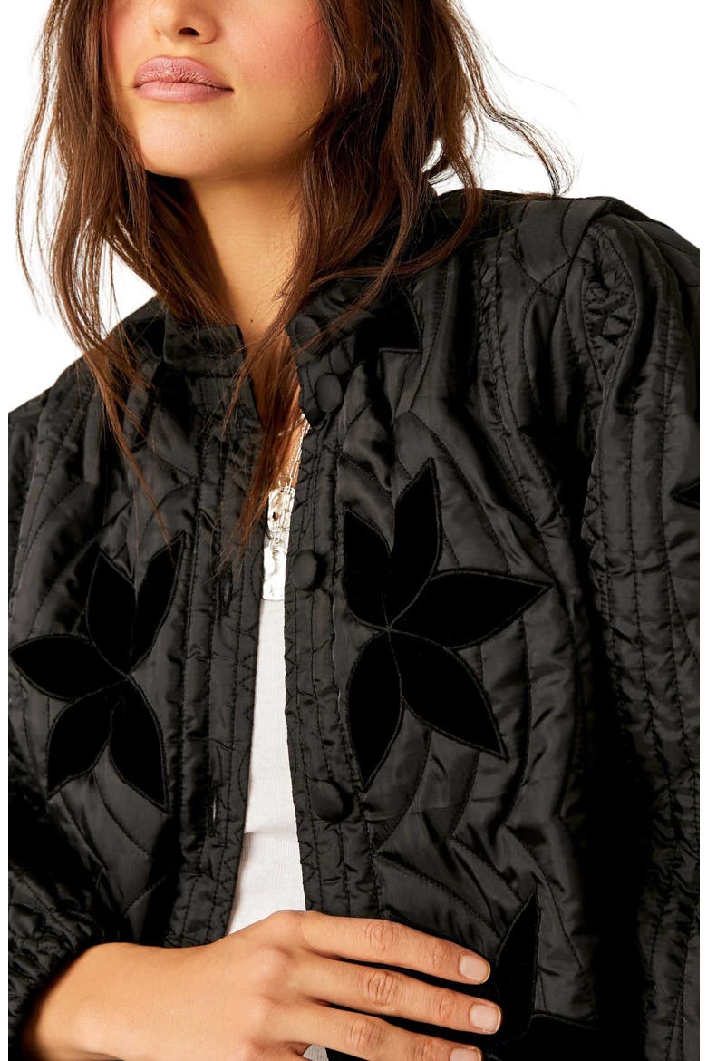 Quinn Quilted Crop Jacket, Alternate, color, BLACK