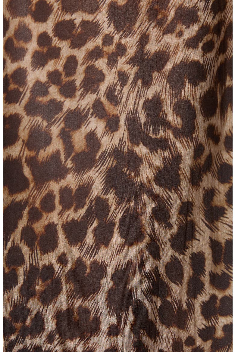 Leopard Print Silk Chiffon & Crepe Shirt, Alternate, color, LEOPARD BROWN/ BLACK