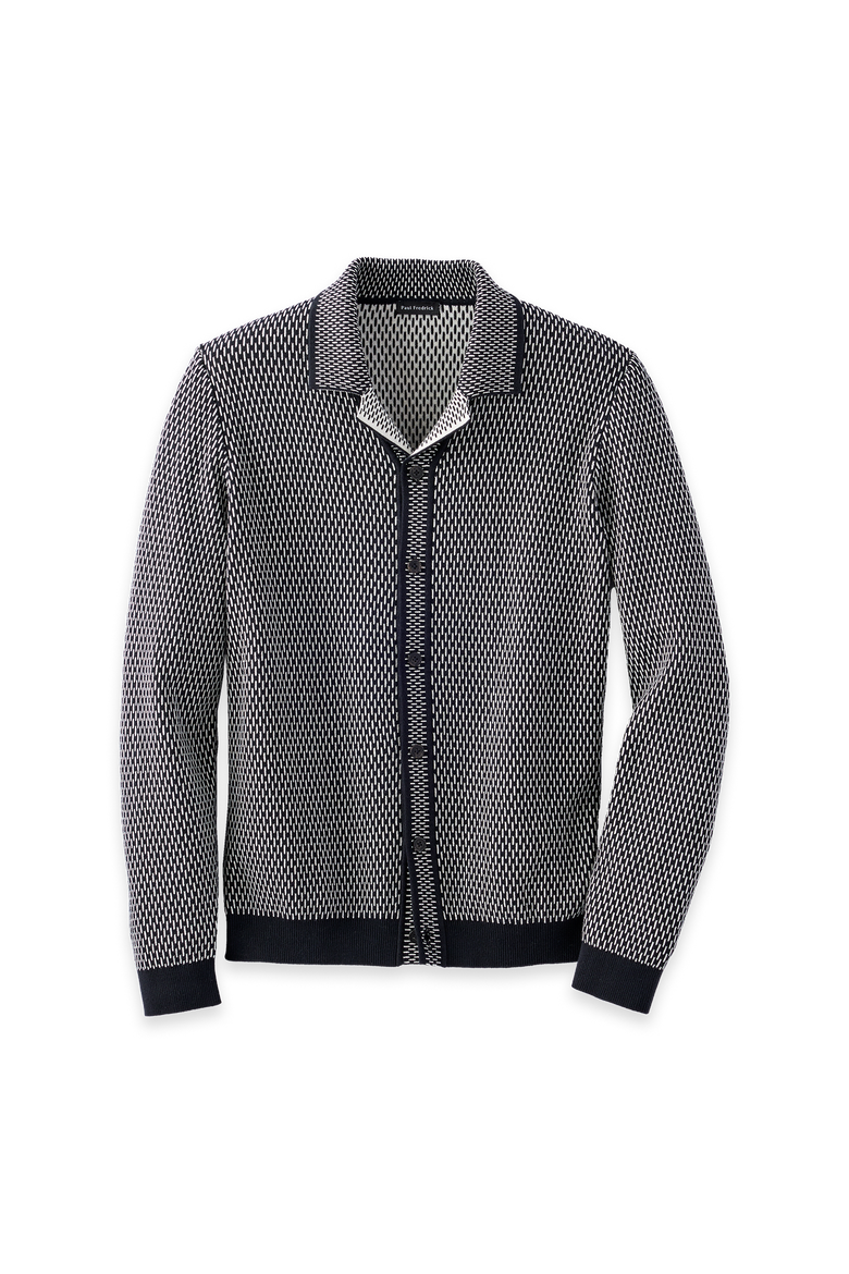 Cotton Button Front Cardigan Sweater, Main, color, Black/White
