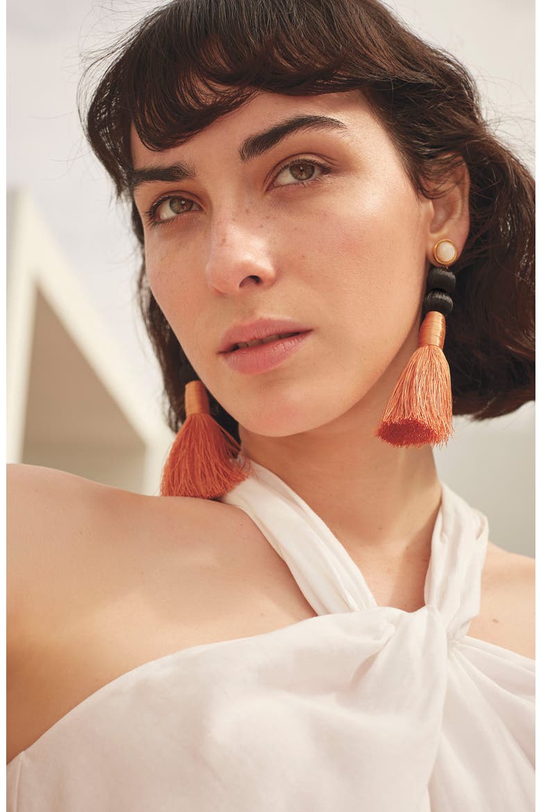 Modern Craft Pearl Tassel Earrings, Alternate, color, ROSE