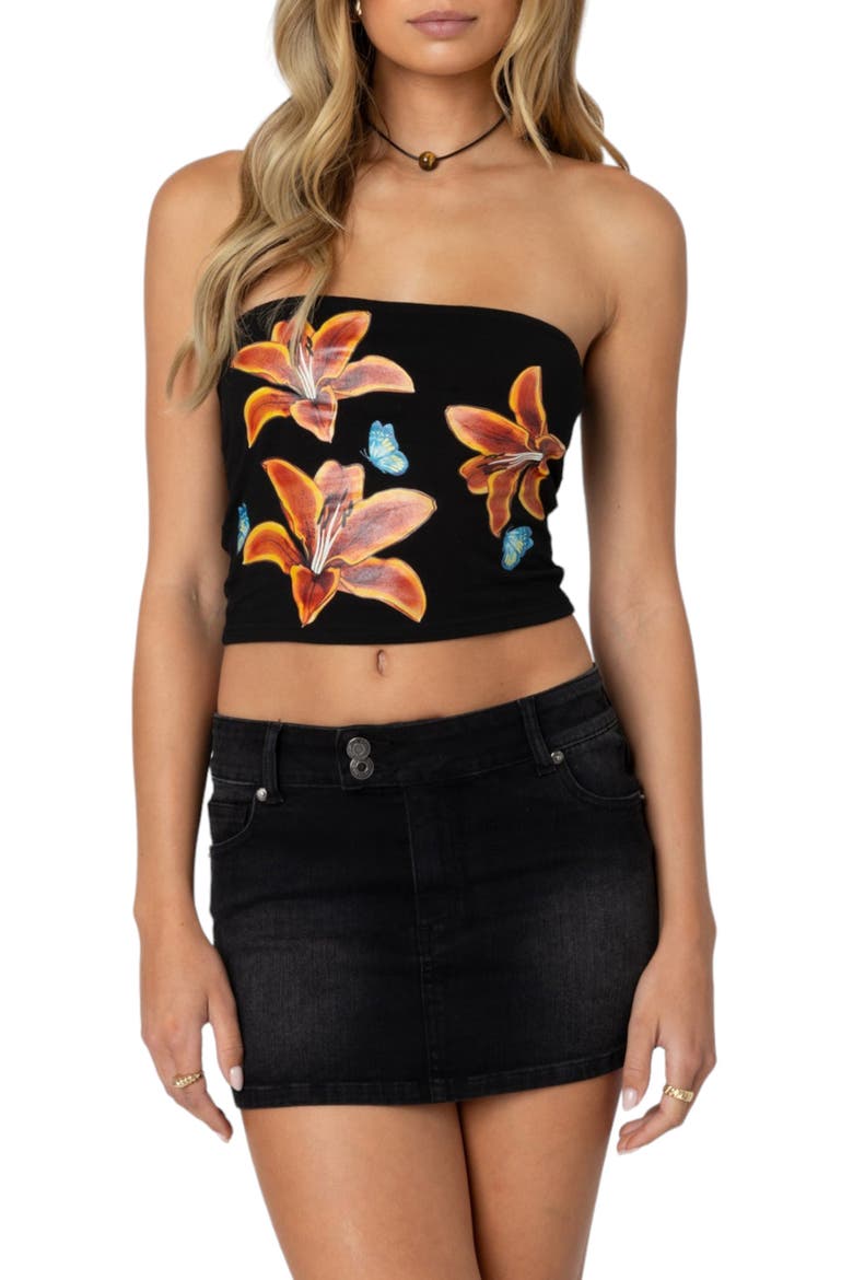 Tiger Lily Tube Top, Main, color, BLACK