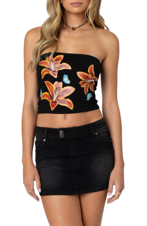 EDIKTED Tiger Lily Tube Top in Black at Nordstrom, Size Small