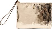 Frances Valentine Snakeskin Embossed Metallic Leather Wristlet