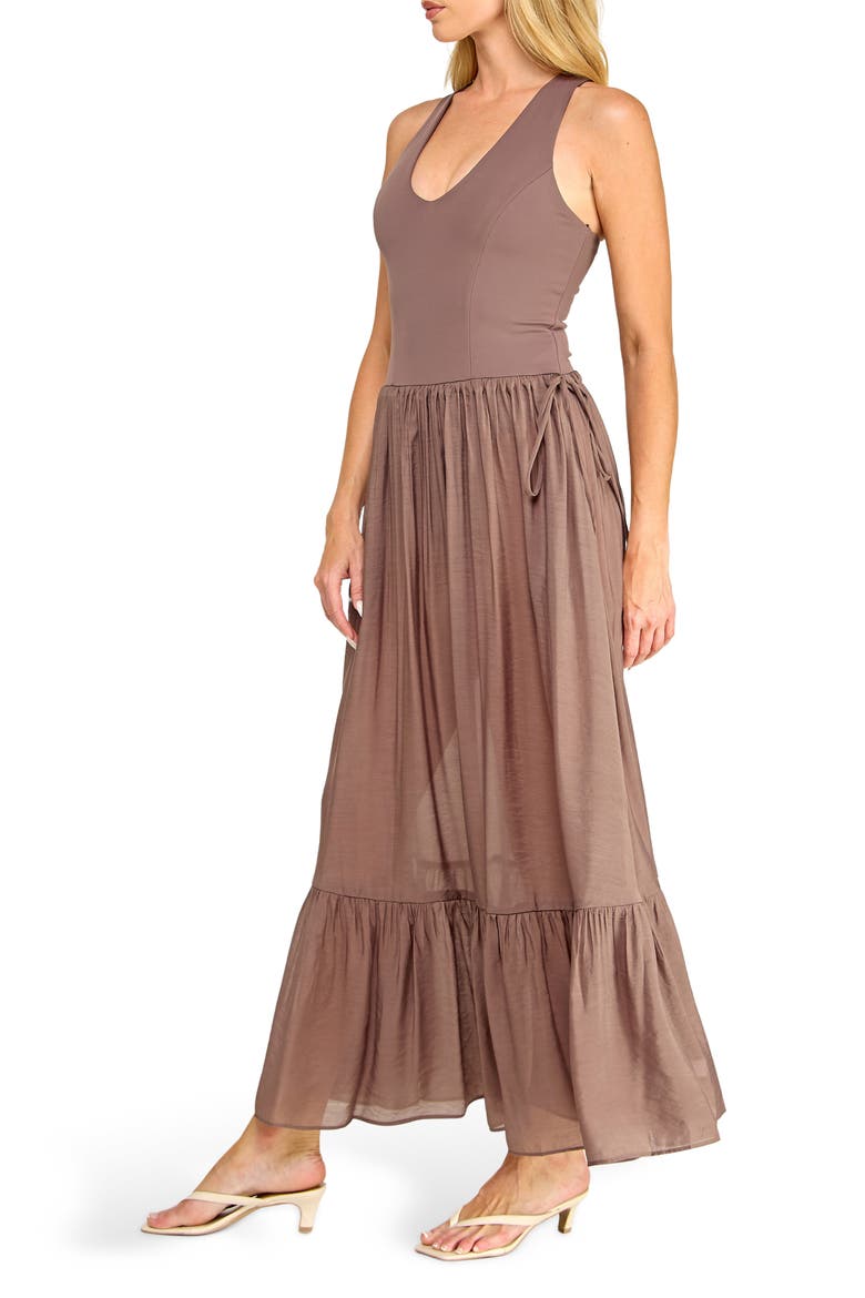 Fit & Flare Tiered Maxi Dress, Alternate, color, LATTE