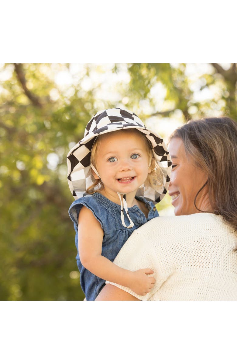 Tiny Twinkle Baby UPF 50+  Sun Protection Flap Hat, Alternate, color, Black Checkers
