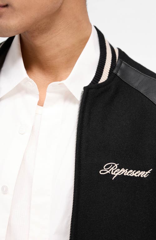 Represent Raglan Varsity Jacket In Black