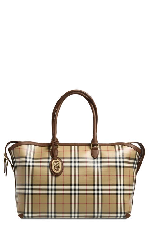 Check Coated Canvas Tote