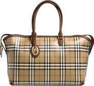 Burberry Check Coated Canvas Tote