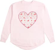 Sweet Wink Dainty Rose Pearl Heart Patch Women's Sweatshirt