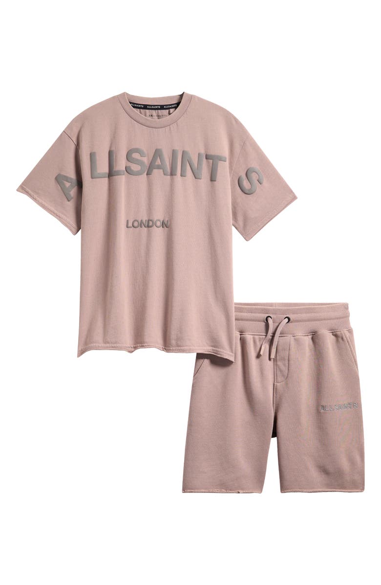 smALLSAINTS by ALLSAINTS Kids' Biggie Oversized Cotton Graphic T-Shirt & Shorts Set, Main, color, Pink
