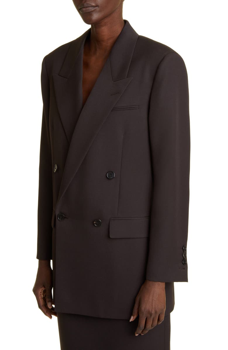 The Row Myriam Contrast Sleeve Wool Jacket, Alternate, color,