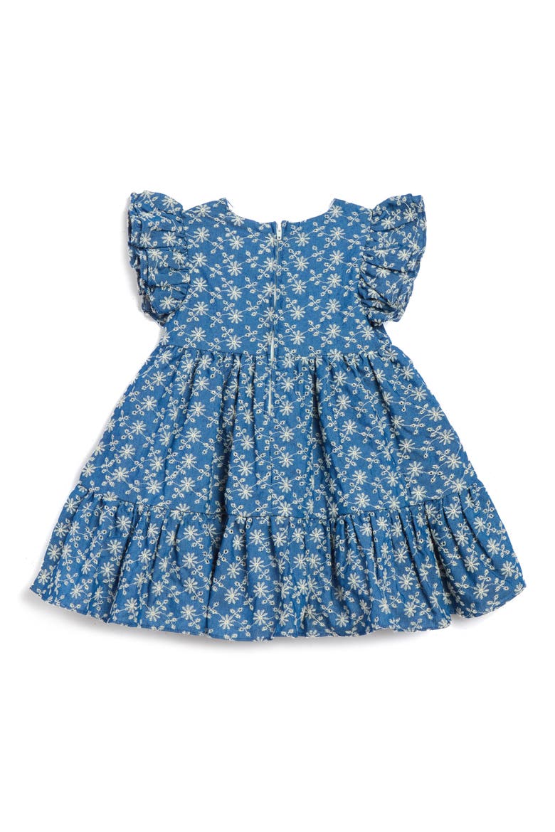 Tiered Eyelet Chambray Dress, Alternate, color, BLUE