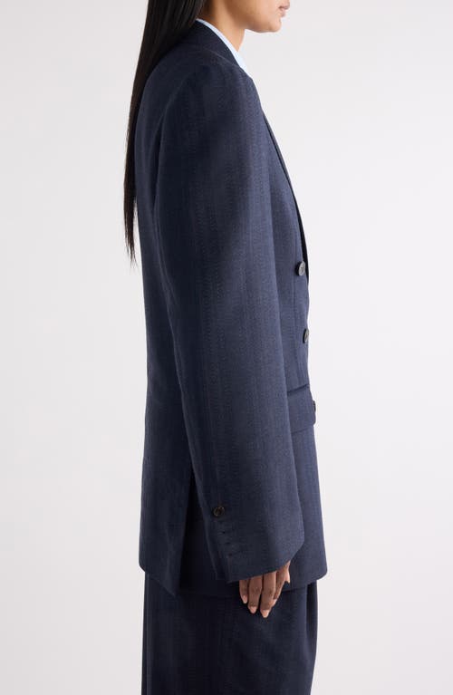Dries Van Noten Bafy Double Breasted Stripe Jacquard Blazer In Blue
