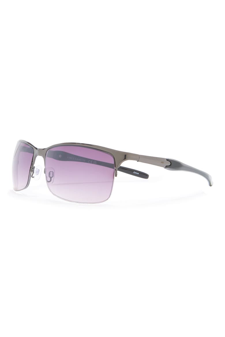 62mm Retro Half Rim Sunglasses, Alternate, color, GUNMETAL