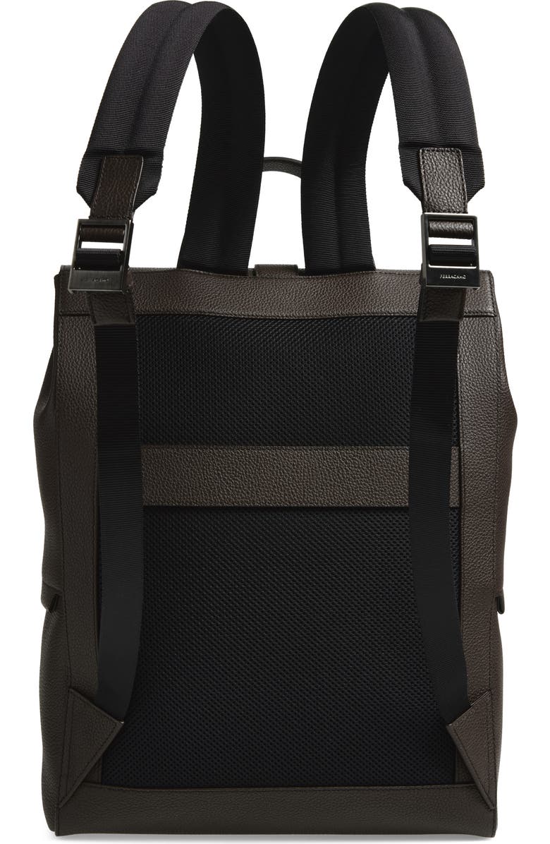 FERRAGAMO Twins Leather Backpack, Alternate, color, Testa Di Moro Nero