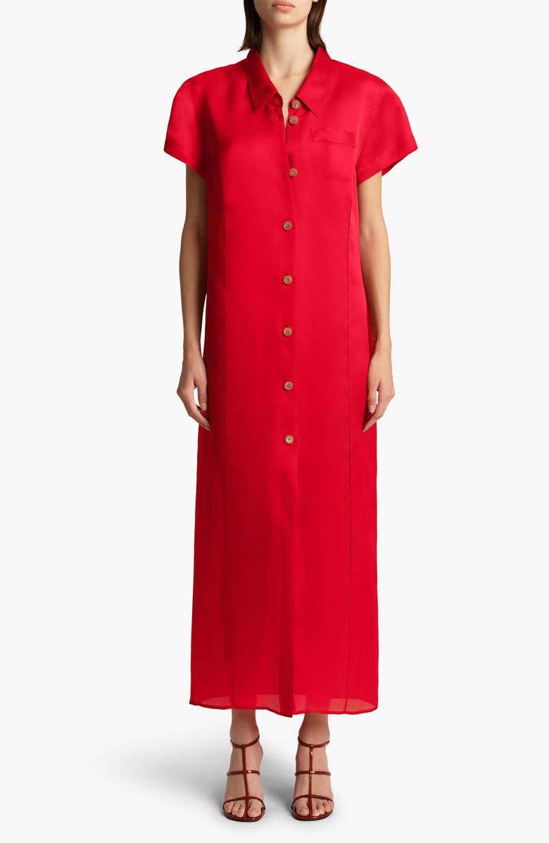 Khaite Effy Organza Shirtdress, Main, color, Raspberry