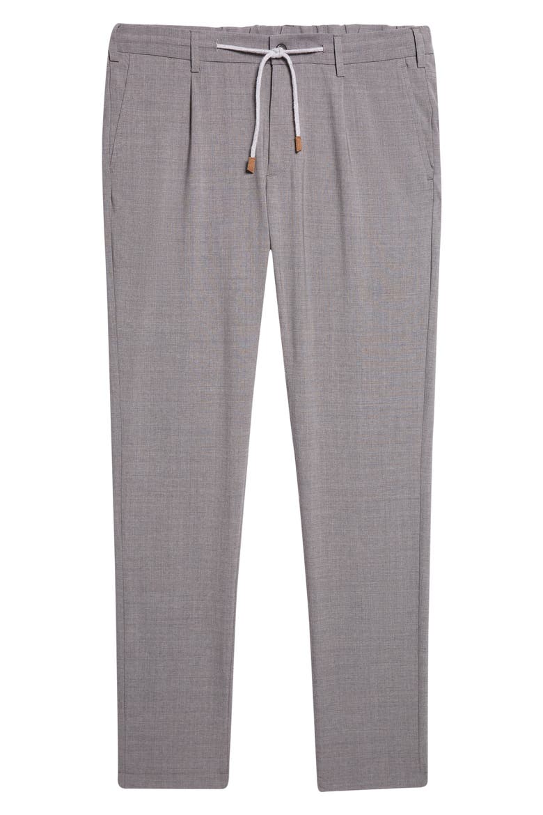 Drawstring Waist Stretch Virgin Wool Pants, Alternate, color, MEDIUM GREY