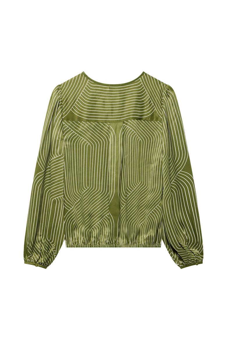 Satin Printed Blouse, Alternate, color, Green