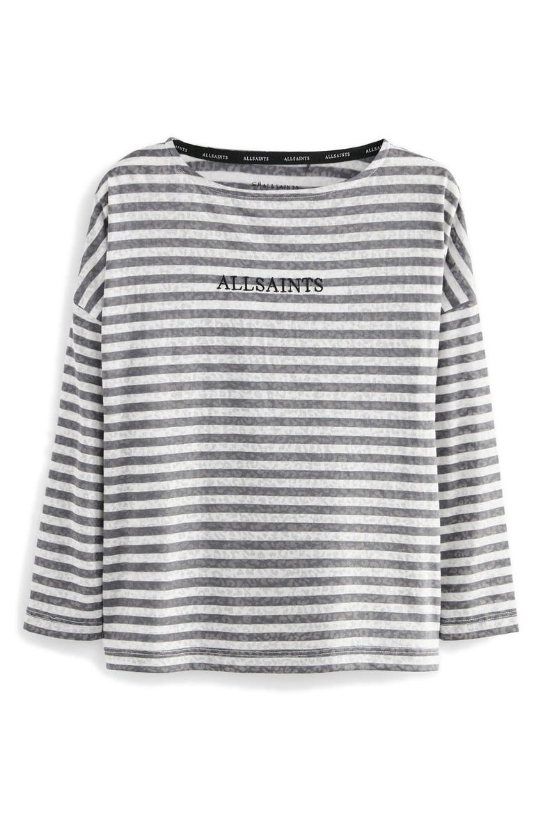 smALLSAINTS by ALLSAINTS Kids
 Stripe Embroidered Oversize Long Sleeve T-Shirt, Main, color, 
