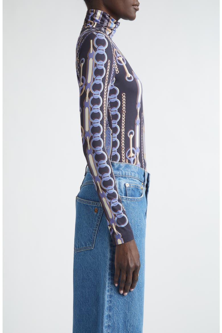 Heritage Chain Bridle Print Turtleneck Top, Alternate, color, MIDNIGHT MULTI