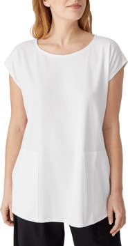 Eileen Fisher Jewel Neck Boxy Jersey Tunic