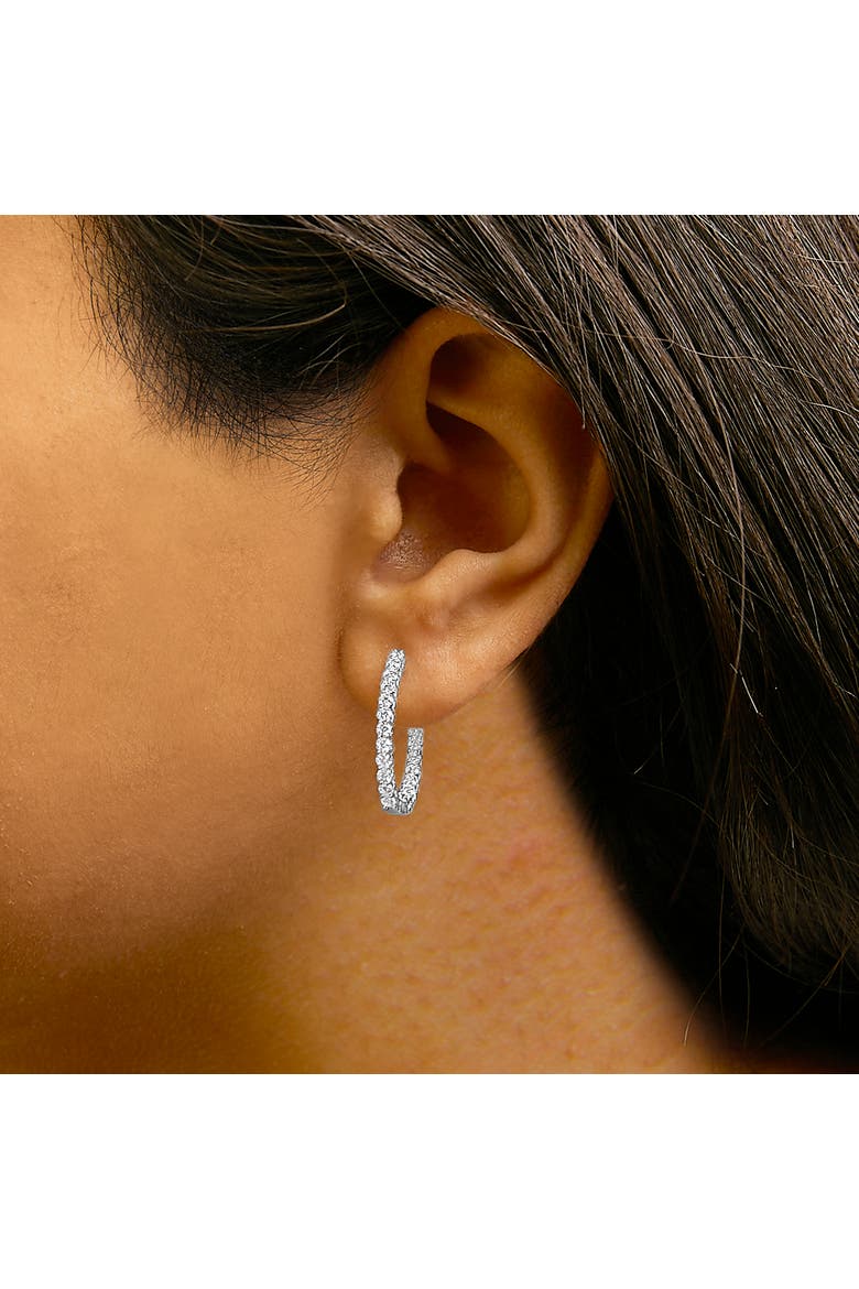 14K Gold 1.0 Cttw Oval Lab Grown Diamond Hoop Earrings, Alternate, color, White