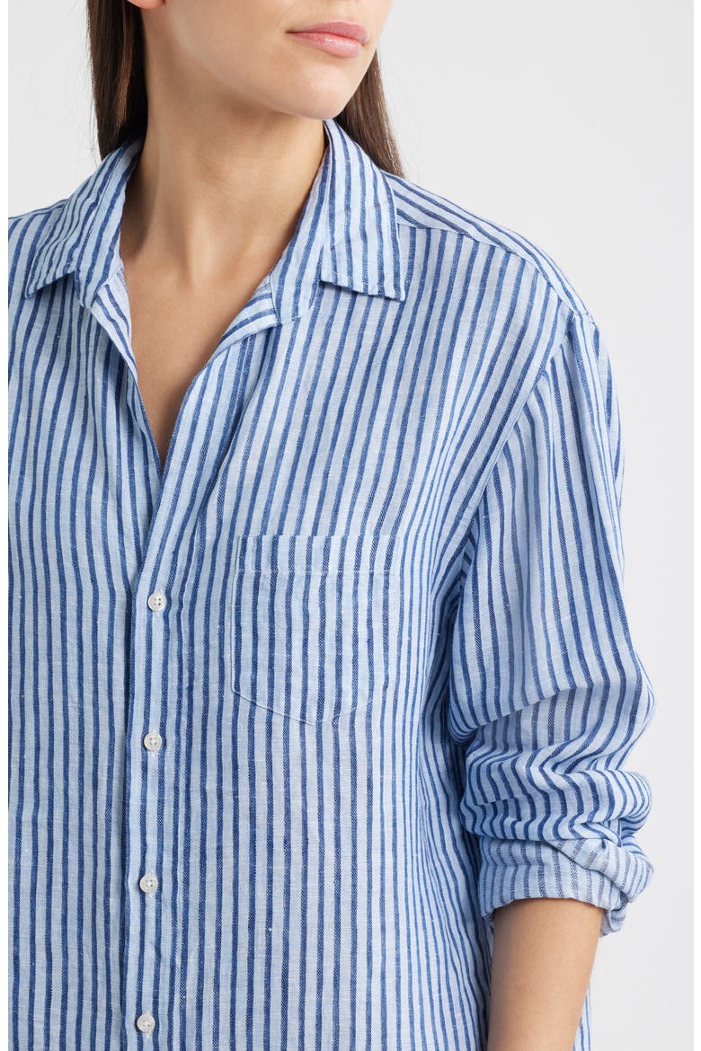 Mary Classic Long Sleeve Shirtdress, Alternate, color, BLUE NAVY TEXTURED STRIPE