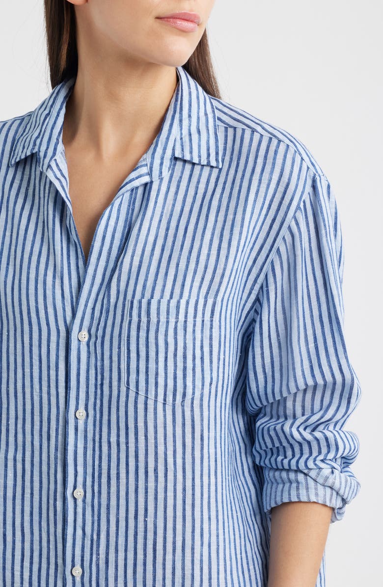 Frank & Eileen Mary Classic Long Sleeve Shirtdress, Alternate, color, Blue Navy Textured Stripe