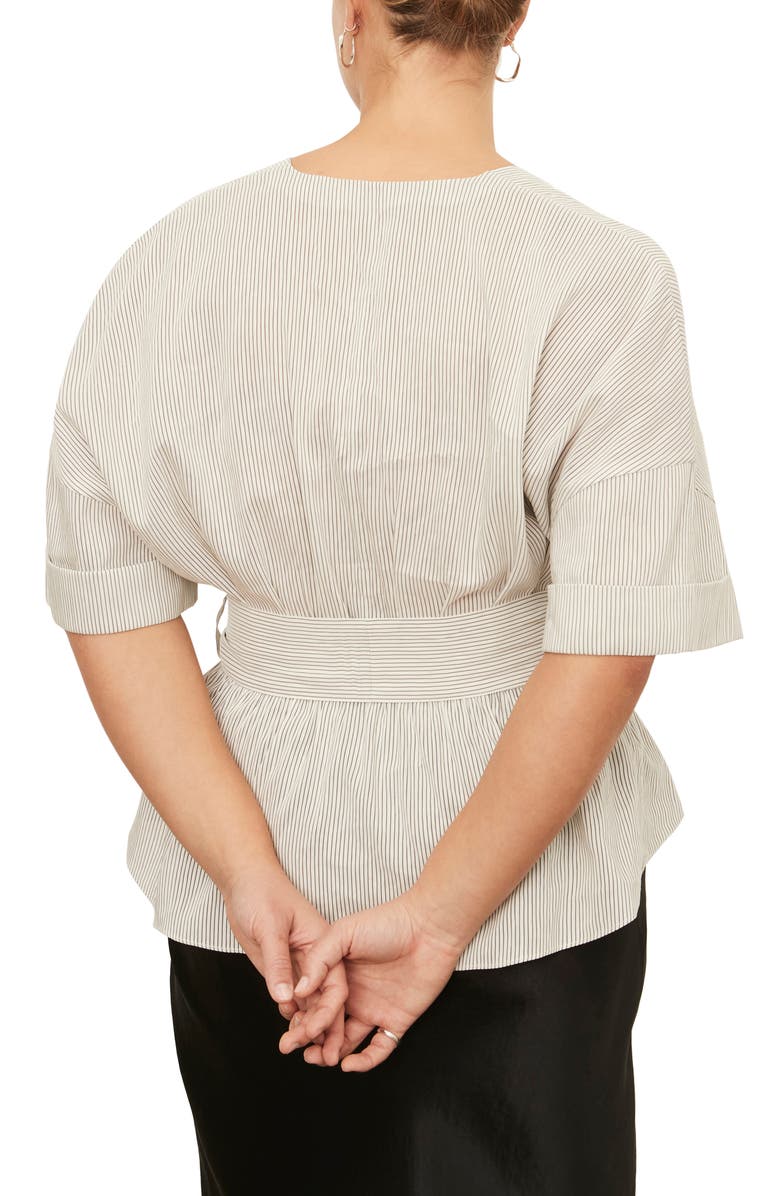 Vince Stripe Belted Blouse, Alternate, color, 