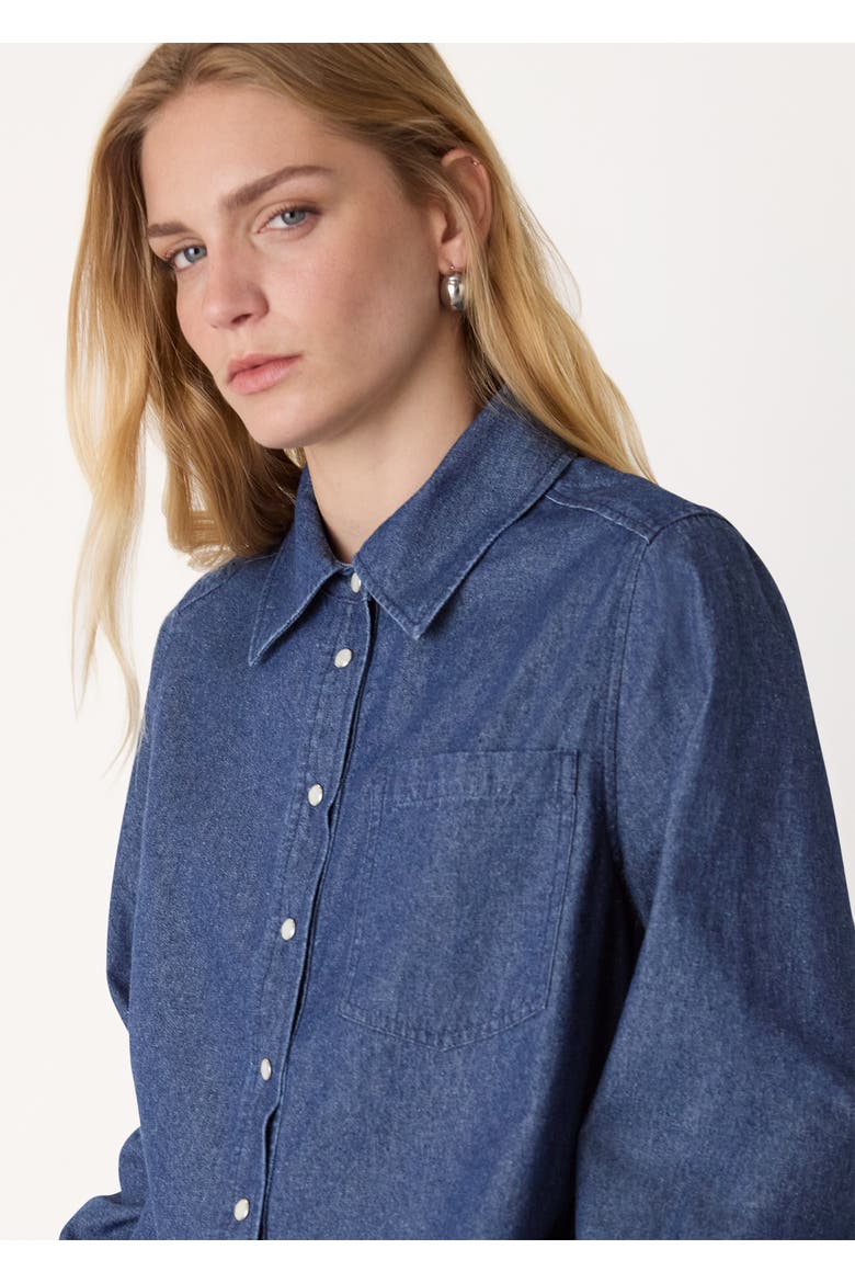 Pocket Detail Cotton Shirt, Alternate, color, Denim