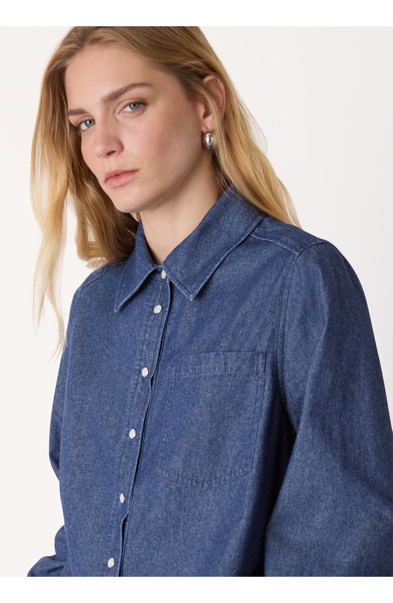 Whistles Pocket Detail Cotton Shirt, Alternate, color, Denim