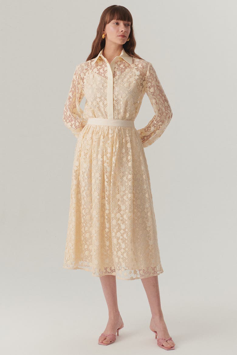 Noelle Cotton Lace Shirt, Alternate, color, BONE