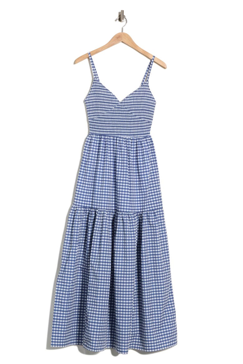 Gingham Maxi Dress, Main, color, NAVY