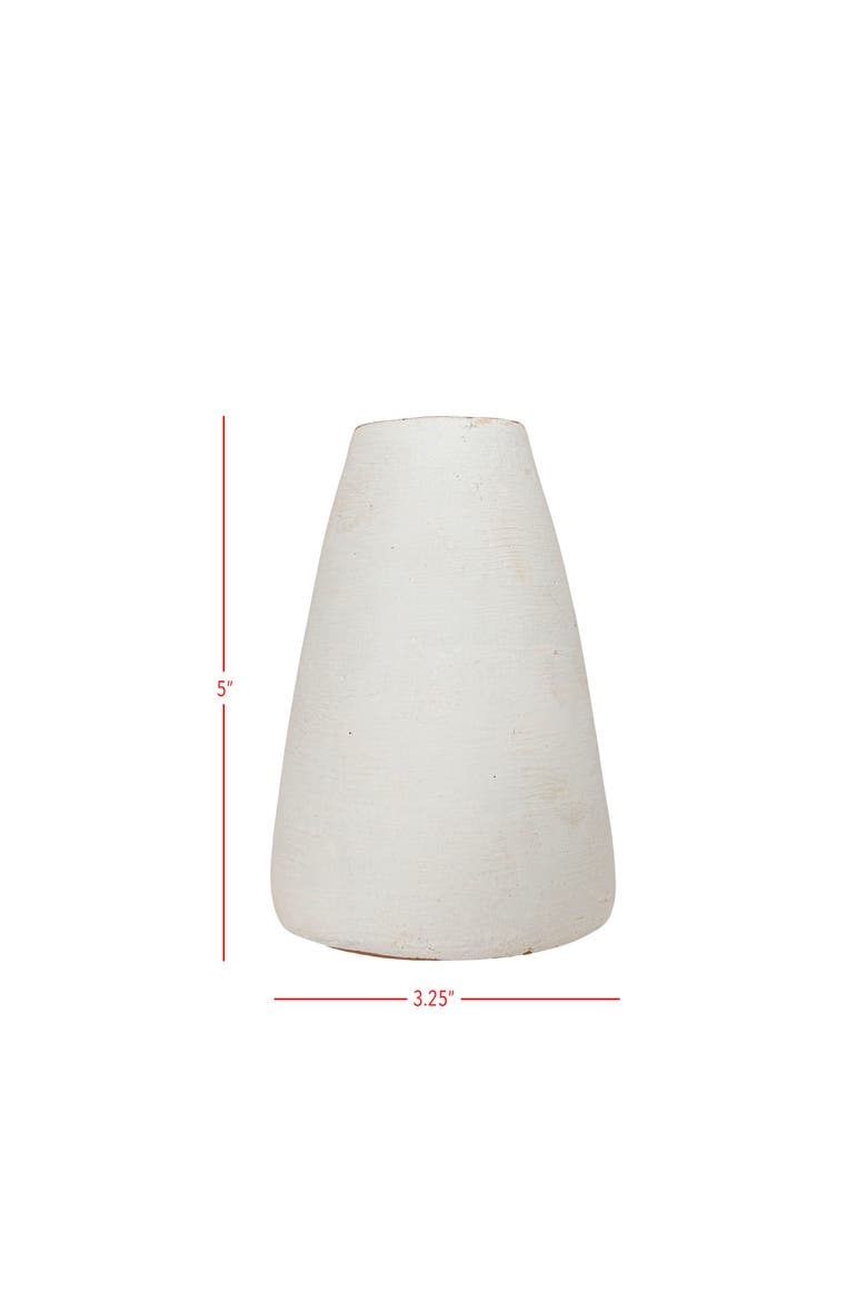 5" Small White Terracotta Tapered Elegant Tabletop Bud Vase, Alternate, color, White
