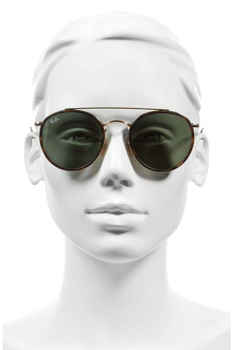 51mm Aviator Sunglasses, Alternate, color, GOLD/ GREEN
